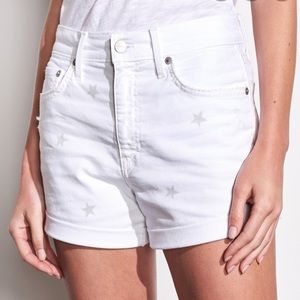 Sundry Cuffed White Jean Shorts w Stars